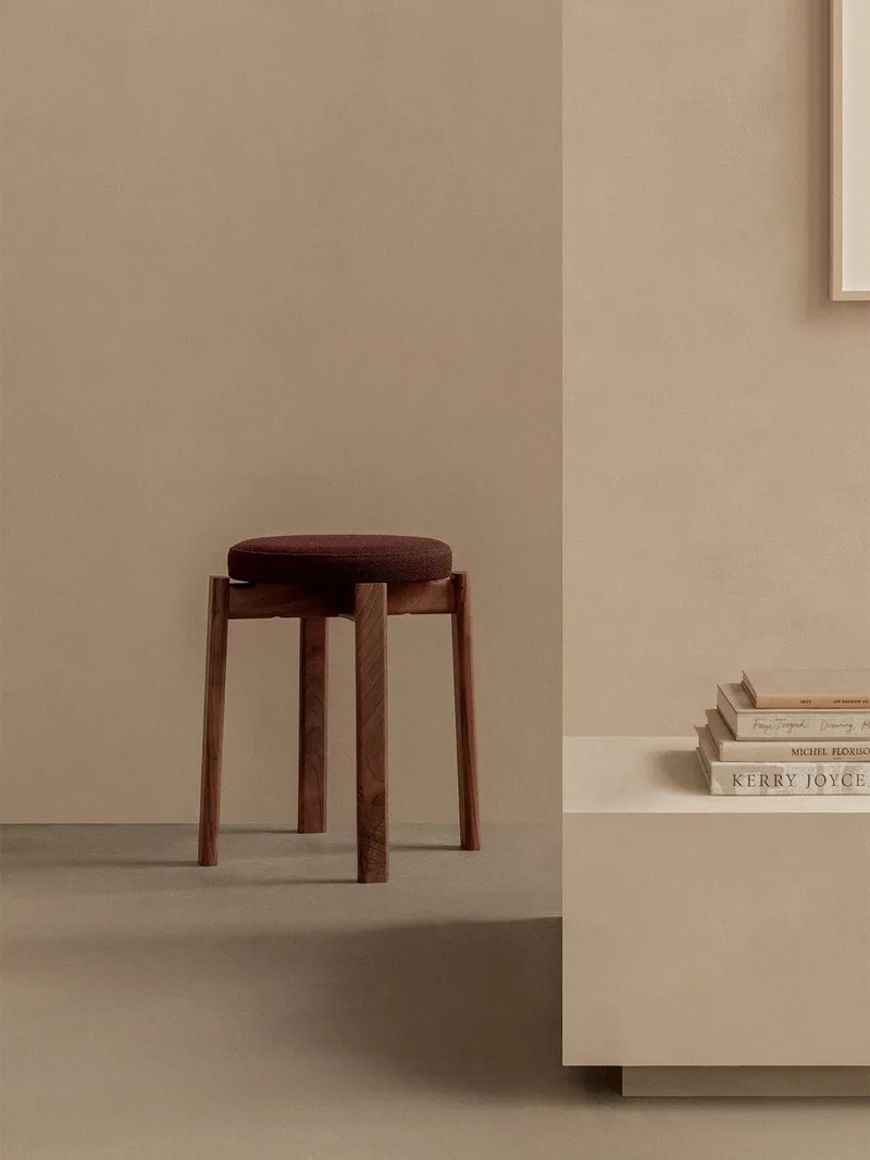 Passage Stool, Upholstered by Audo Copenhagen in Natural Oak, Audo Bouclé 02 – interior photo 1 of 8