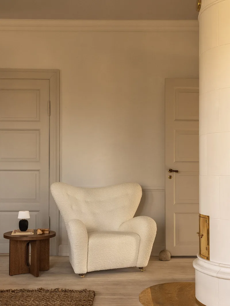 The Tired Man Lounge Chair by Audo Copenhagen in Natural Oak, Baena 15, Textile – interior photo 3 of 21