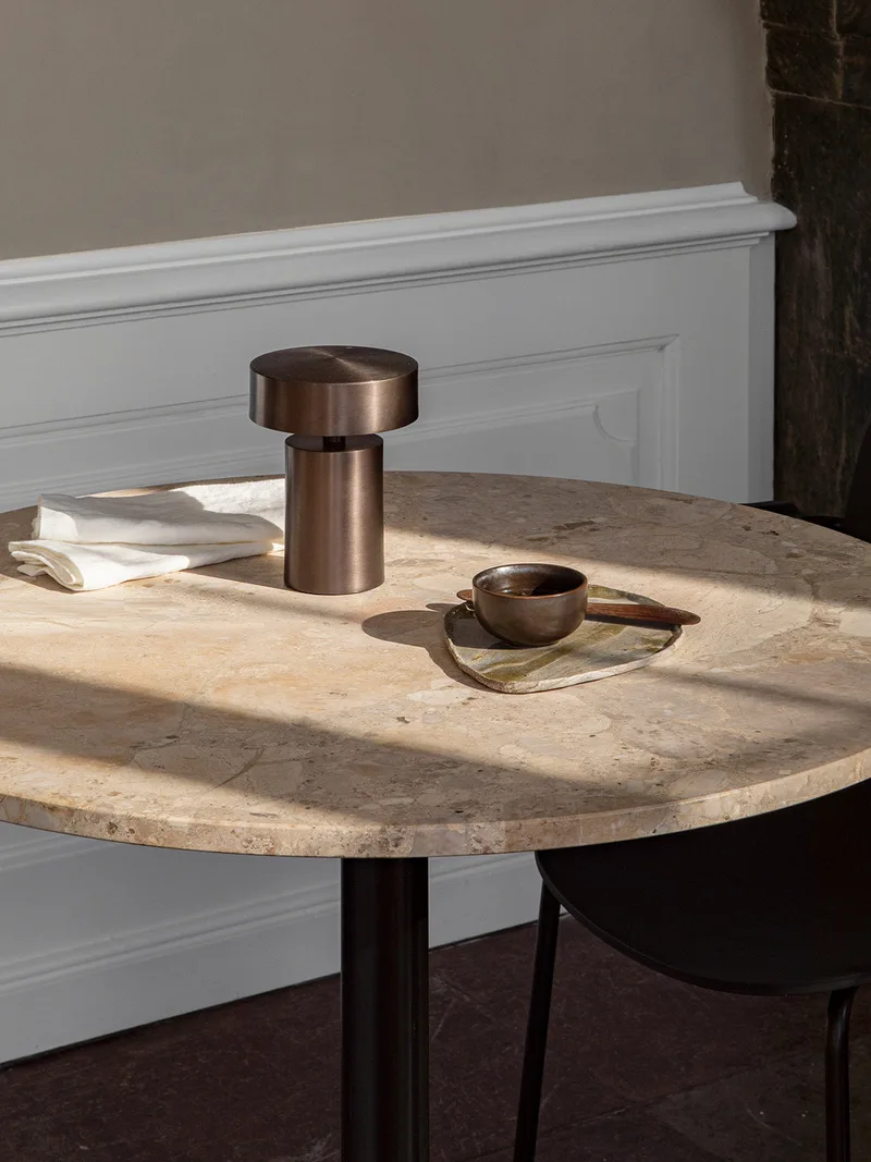 Harbour Column Dining Table by Audo Copenhagen in Round, Ø: 105 cm, Kunis Breccia – interior photo 2 of 12