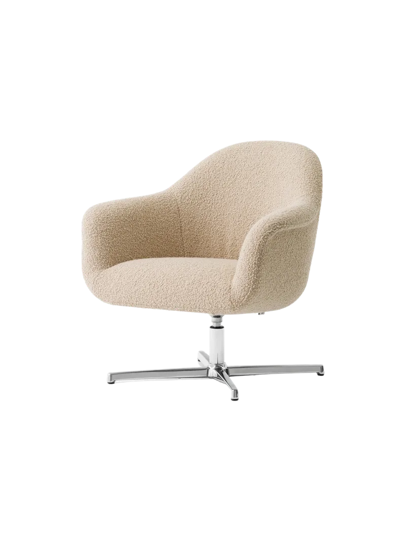 Harbour Lounge Chair, Star Base van Audo Copenhagen in Polished Aluminium, Baena 15, Swivel – productfoto 3 van 11