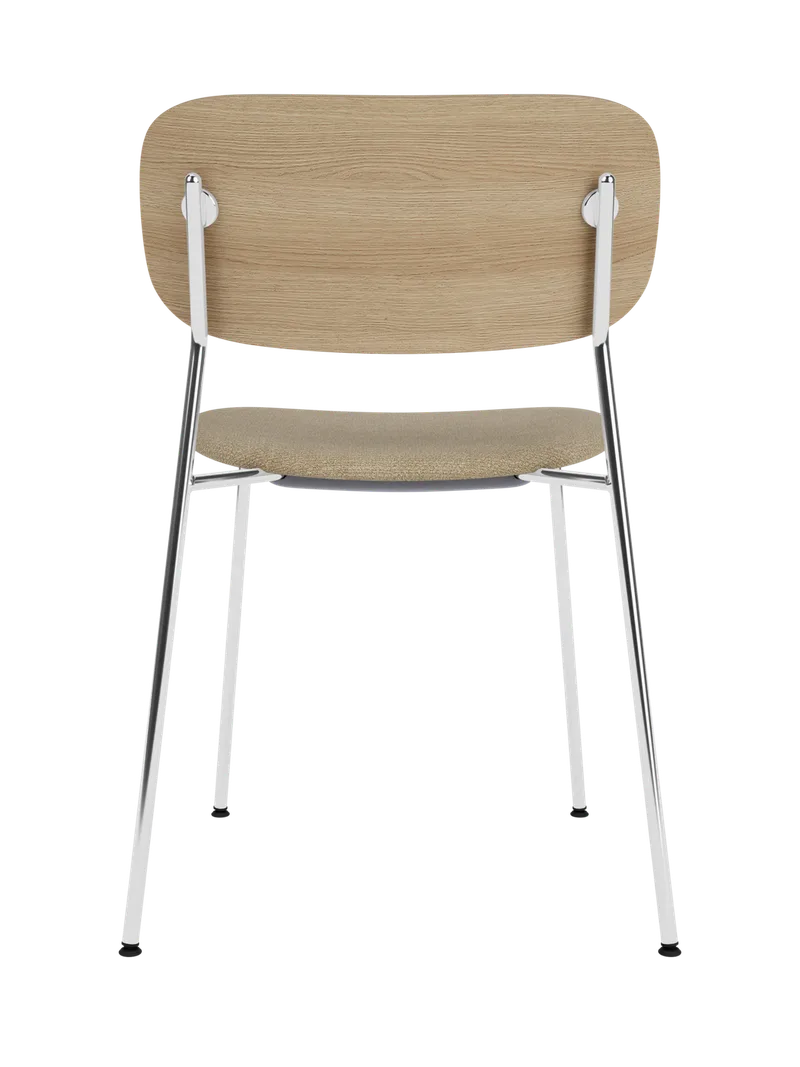 Co Dining Chair by Audo Copenhagen in Black Oak, Audo Bouclé 07, Upholstered seat, Chrome – product photo 4 of 5
