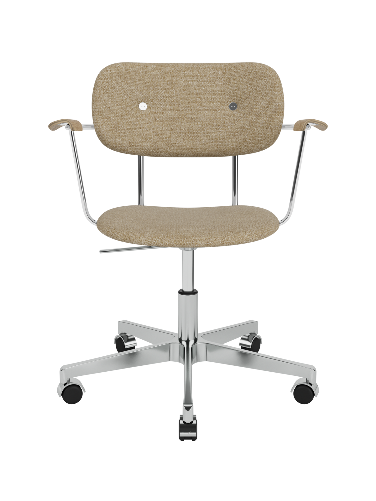 Co Task Chair by Audo Copenhagen in Natural Oak, Audo Bouclé 02, Fully Upholstered w/armrest, Aluminium base – product photo
