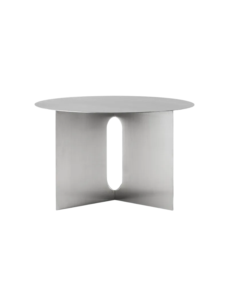 Androgyne Side Table Ø63 van Audo Copenhagen in Brushed Steel – productfoto 7 van 10