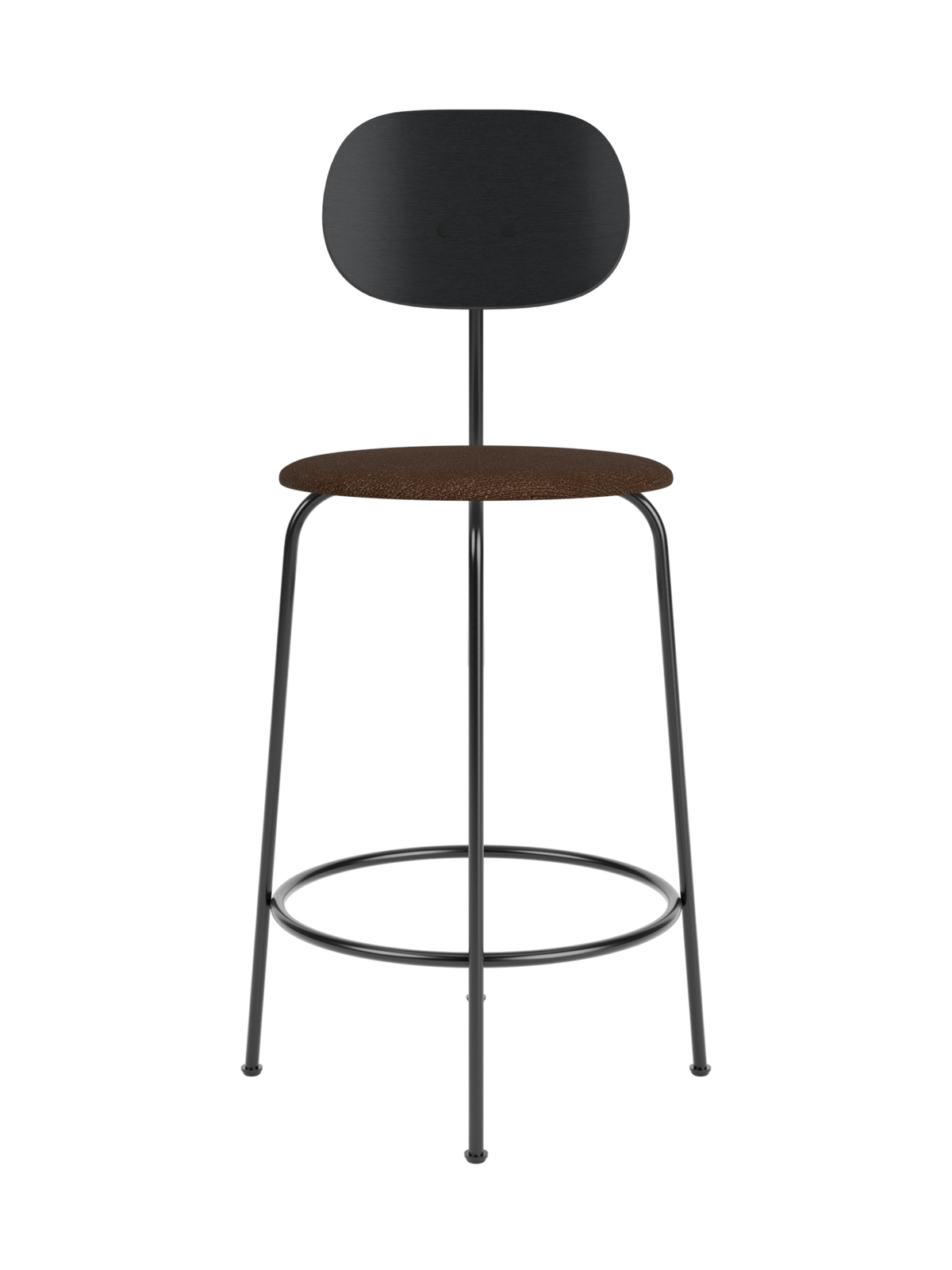 Afteroom Counter Chair Plus von Audo Copenhagen in Black Painted Ash, Audo Bouclé 07, Seat Upholstered – Produktfoto
