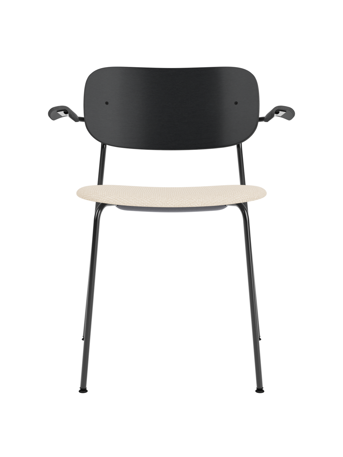 Co Dining Chair by Audo Copenhagen in Black Oak, Logan Jasmine, Upholstered seat with armrest, Black Frame – product photo
