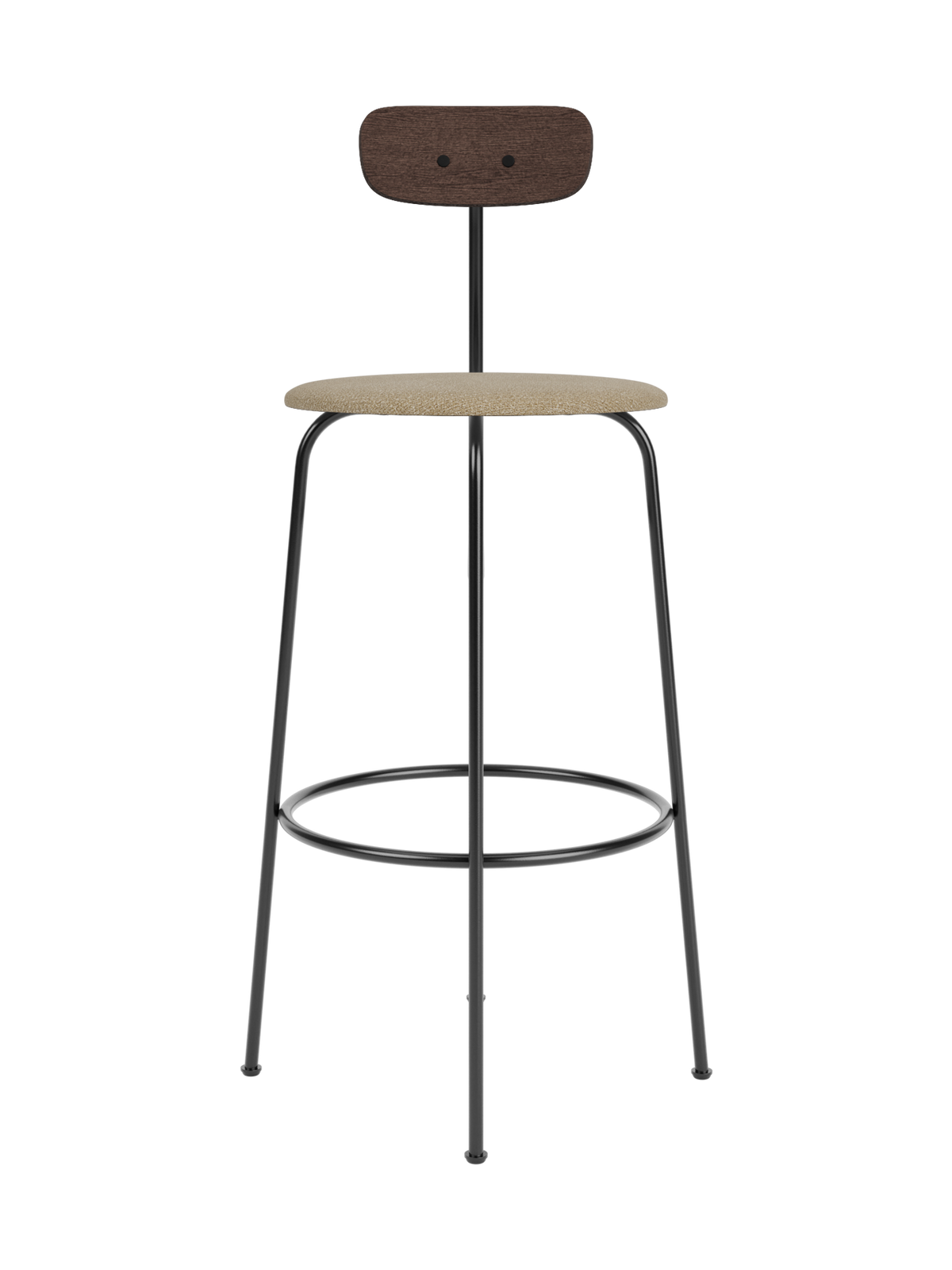 Afteroom Bar Chair von Audo Copenhagen in Dark Stained Oak, Audo Bouclé 02, Seat Upholstered – Produktfoto