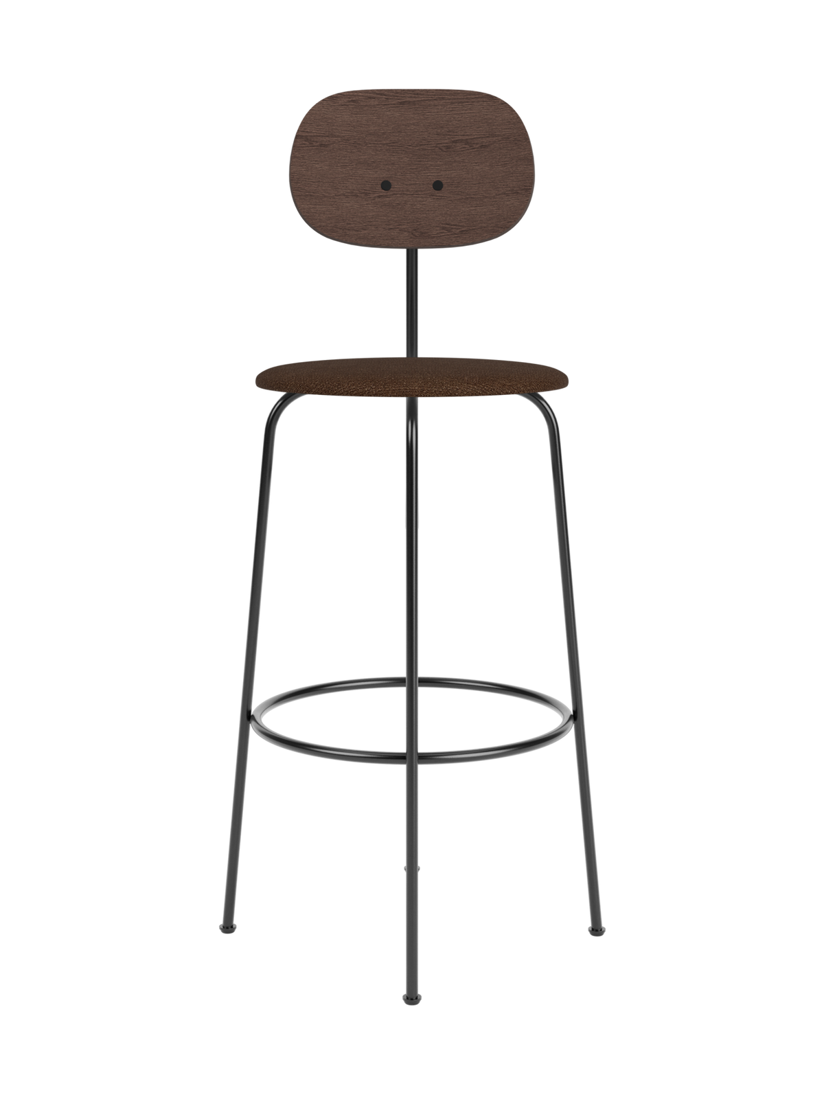 Afteroom Bar Chair Plus by Audo Copenhagen in Dark Stained Oak, Audo Bouclé 07, Seat Upholstered – product photo