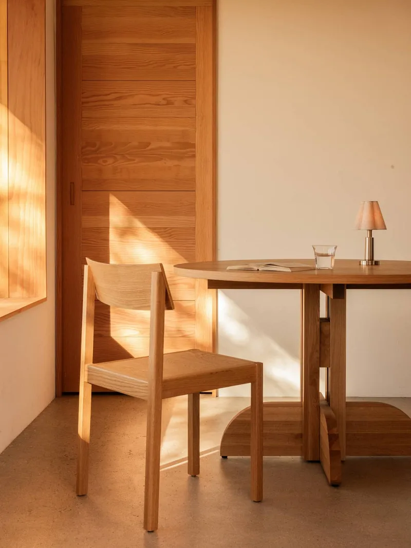Puffin Dining Table de Audo Copenhagen en Ø120, Solid Oak, Round – photo d’ambiance 3 sur 6