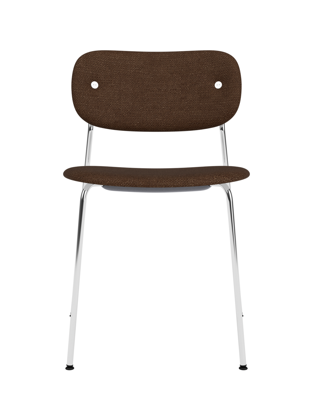 Co Dining Chair by Audo Copenhagen in Audo Bouclé 07, Fully upholstered, Chrome – product photo