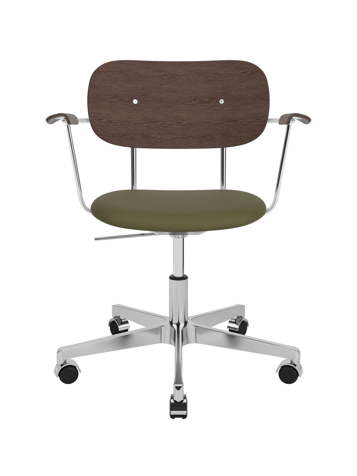 Co Task Chair by Audo Copenhagen in Dark Stained Oak, Sierra 0441, Seat Upholstered w/armrest, Aluminium base – product photo