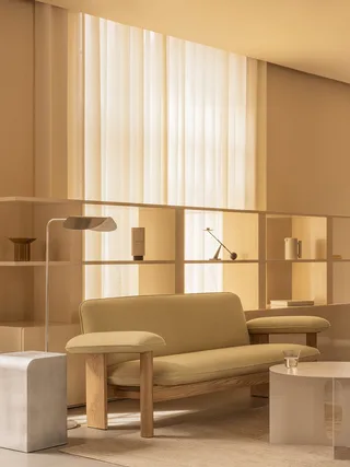 Brasilia Sofa by Audo Copenhagen in Natural Oak, Audo Bouclé 02, Textile – interior photo 2 of 7