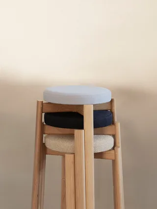 Passage Stool, Upholstered by Audo Copenhagen in Natural Oak, Audo Bouclé 02 – interior photo 2 of 8