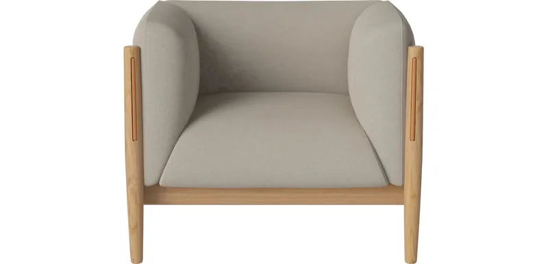 Dive Fauteuil Dive von BOLIA in Soil – Soepel weefsel, Sand, Geolied eiken, Massief, Cognac volnerf-leer – Produktfoto