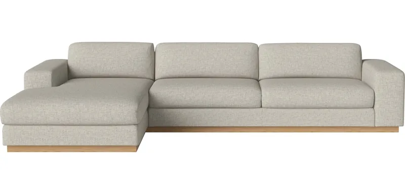 Sepia 4-zitsbank met chaise longue - links Sepia by BOLIA in Nantes – Soepel weefsel, Sand, Geolied eiken, fineer – product photo