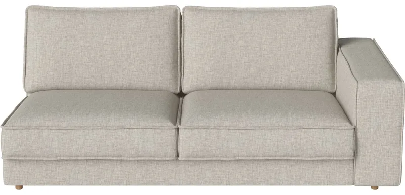 Noora 2,5-zitsmodule 127 cm met armleuning - rechts Noora van BOLIA in Nantes – Soepel weefsel, Sand, Geolied eiken, Massief – productfoto
