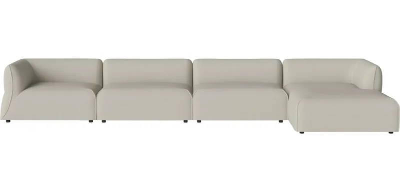 Arke tuinbank 4 modules met chaise longue 460 x 170 cm - rechts Arke Outdoor by BOLIA in Brezza – Stof voor buitenshuis, Sand – product photo