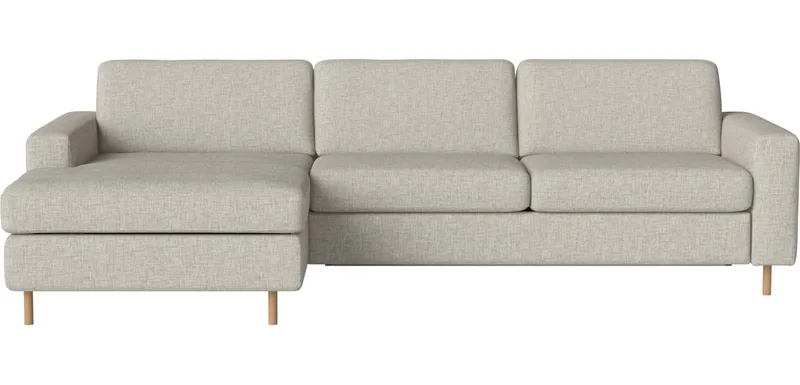 Scandinavia 2½-zitsslaapbank met chaise longue - links Scandinavia by BOLIA in Nantes – Soepel weefsel, Sand, Koud schuim, 13 cm geolied eiken – product photo