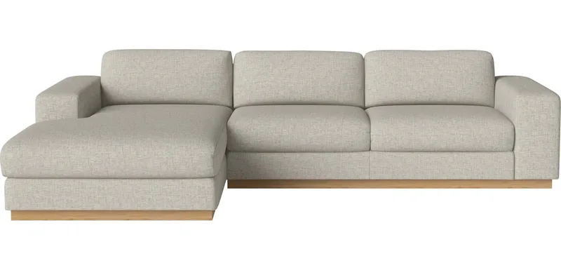 Sepia 3-zitsbank met chaise longue - links Sepia by BOLIA in Nantes – Soepel weefsel, Sand, Geolied eiken, fineer – product photo