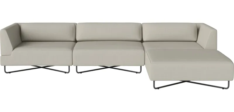 Orlando O2 tuinbank 4 modules met chaise longue - incl. kussens Orlando Outdoor O2 van BOLIA in Brezza – Stof voor buitenshuis, Sand – productfoto