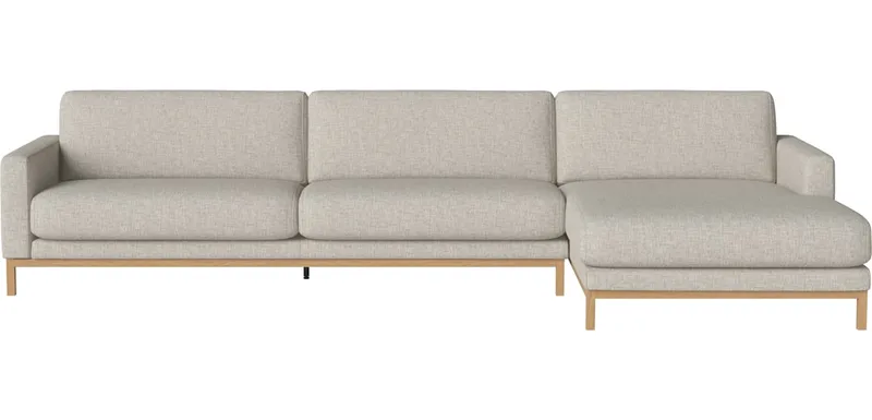 North 4,5-zitsbank met chaise longue - rechts North by BOLIA in Nantes – Soepel weefsel, Sand, Geolied eiken, Massief – product photo
