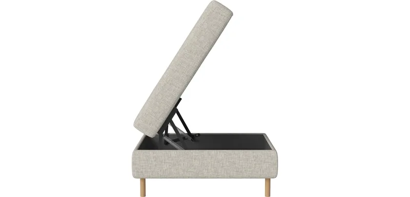 Scandinavia Poef 85 x 70 cm met opbergruimte Scandinavia by BOLIA in Nantes – Soepel weefsel, Sand, Koudschuim, 13 cm geolied eiken – product photo