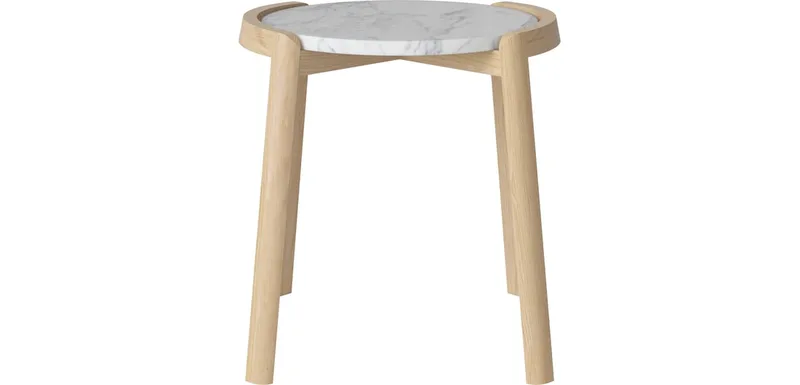 Mix Salontafel Ø46 cm Mix by BOLIA in Grijs/wit marmer, Witgepigmenteerd geolied eiken, Massief, 48 cm – product photo