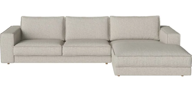 Noora 2 modules met chaise longue 330 x 190/107 cm - rechts Noora van BOLIA in Nantes – Soepel weefsel, Sand, Geolied eiken, Massief – productfoto