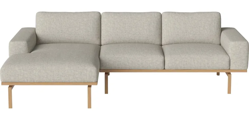 Elton 3-zitsbank m. chaise longue - links Elton by BOLIA in Nantes – Soepel weefsel, Sand, Geolied eiken, Massief – product photo