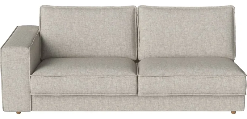 Noora 2,5-zitsmodule 107 cm met armleuning - links Noora de BOLIA en Nantes – Soepel weefsel, Sand, Geolied eiken, Massief – photo du produit