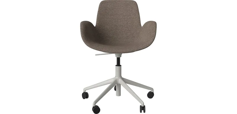 Seed Stoel met Armleuningen & 5-Stervoet met Wieltjes – Gestoffeerd Seed by BOLIA in Memory – Bouclé en textuur, Dark beige, Grijsgelakt staal – product photo