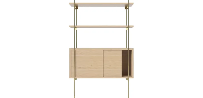 ROD Boekenkastcombinatie 02 ROD by BOLIA in Witgepigmenteerd geolied eiken, fineer, Vermessingd staal – product photo