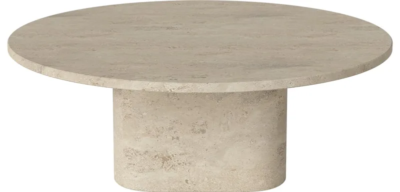 Eida salontafel - round Eida von BOLIA in Zandkleurig Travertine, 32 cm, Ø90 cm – Produktfoto
