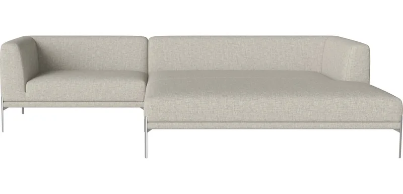 Caisa 2 Modules met loungehoek - rechts Caisa by BOLIA in Nantes – Soepel weefsel, Sand, Geborsteld staal – product photo