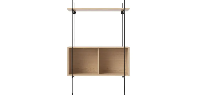 ROD Boekenkastcombinatie 12 ROD van BOLIA in Witgepigmenteerd geolied eiken, fineer, Zwartgelakt staal – productfoto