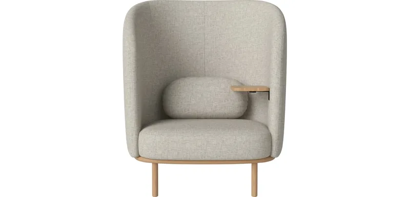 Fuuga Nest Fauteuil met Tafel - Rechts Fuuga by BOLIA in Nantes – Soepel weefsel, Sand, Geolied eiken, Massief – product photo