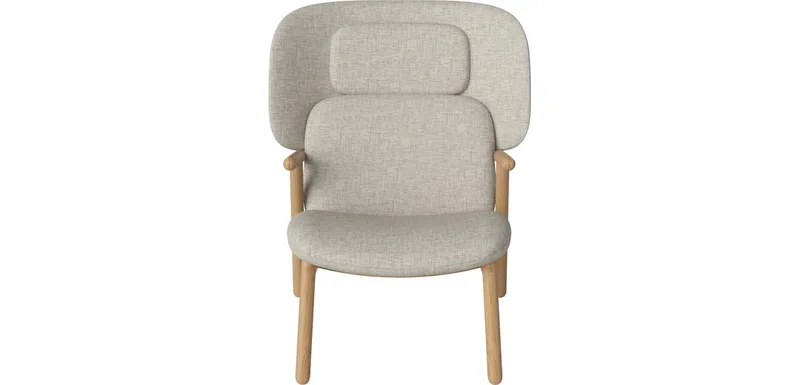 Cosh Fauteuil met Hoge Rugleuning Cosh by BOLIA in Nantes – Soepel weefsel, Sand, Geolied eiken, Massief – product photo
