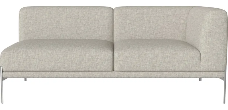 Caisa 2-zitsbank endmodule - rechts Caisa by BOLIA in Nantes – Soepel weefsel, Sand, Geborsteld staal – product photo