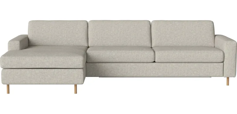 Scandinavia 3-zitsslaapbank met chaise longue - links Scandinavia von BOLIA in Nantes – Soepel weefsel, Sand, Koud schuim, 13 cm geolied eiken – Produktfoto