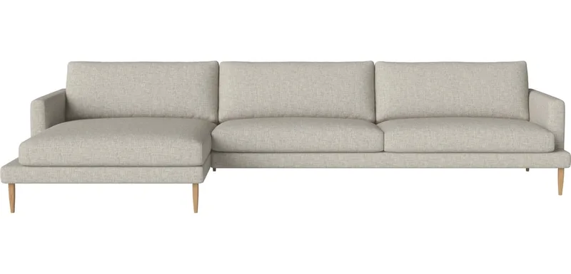 Veneda 4½-zitsbank met chaise longue - links Veneda by BOLIA in Nantes – Soepel weefsel, Sand, Geolied eiken, Massief – product photo