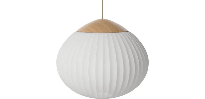 Acorn Hanglamp Ø64 cm Acorn by BOLIA in Ivoorkleurige stof, Gelakt eiken, Massief – product photo