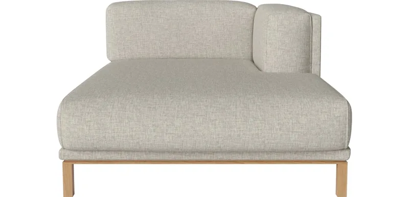 Cosy Chaise Longue - rechts Cosy von BOLIA in Nantes – Soepel weefsel, Sand, Geolied eiken, Massief – Produktfoto