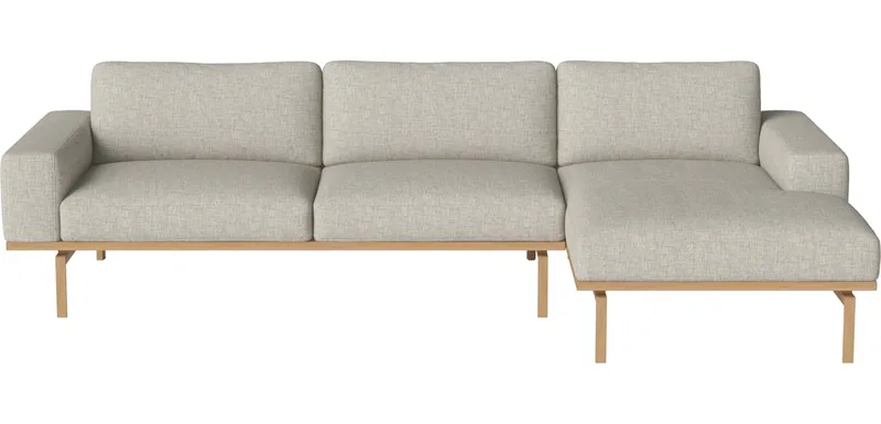 Elton 3,5-zitsbank m. chaise longue - rechts Elton van BOLIA in Nantes – Soepel weefsel, Sand, Geolied eiken, Massief – productfoto