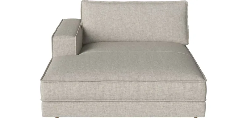 Noora Grand chaise longue 145 x 190/107 cm - links Noora van BOLIA in Nantes – Soepel weefsel, Sand, Geolied eiken, Massief – productfoto