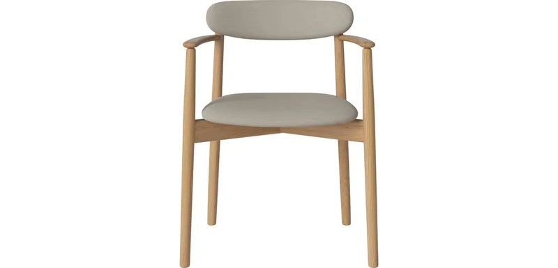 Merge beklede eetkamerstoel met armleuning Merge van BOLIA in Soil – Soepel weefsel, Sand, Geolied eiken – productfoto