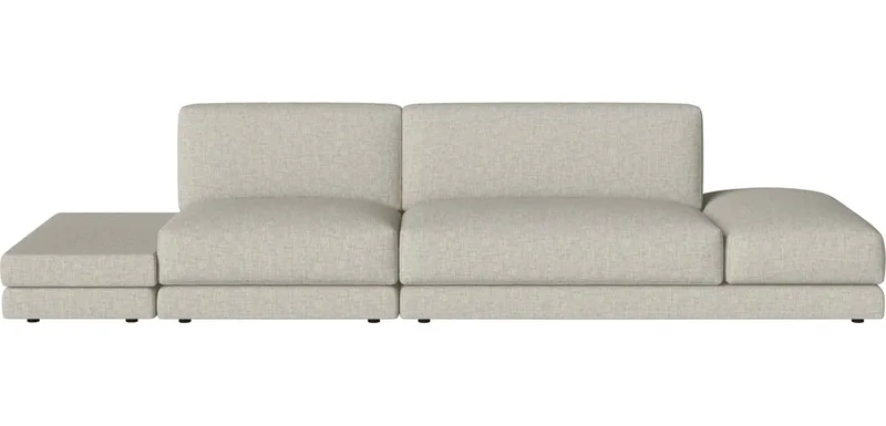 Avelou 3 Modules Kleine rugleuning m. open einde poef - rechts en bijzettafel - links Avelou by BOLIA in Nantes – Soepel weefsel, Sand – product photo