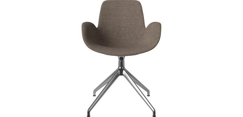 Seed Stoel met Armleuningen en 4-Stervoet – Gestoffeerd Seed by BOLIA in Memory – Bouclé en textuur, Dark beige, Verchroomd staal – product photo