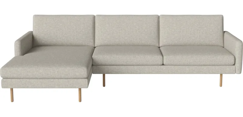 Scandinavia Remix 3½-zitsbank met chaise longue links Scandinavia Remix by BOLIA in Nantes – Soepel weefsel, Sand, 17 cm geolied eiken – product photo