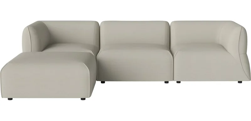 Arke tuinbank 3 modules met poef 270 x 180 cm - links Arke Outdoor von BOLIA in Brezza – Stof voor buitenshuis, Sand – Produktfoto