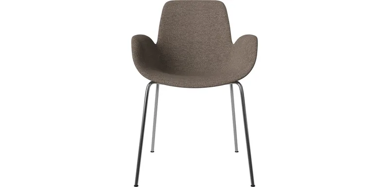 Seed Stoel met Armleuningen & Metalen Poten – Gestoffeerd Seed by BOLIA in Memory – Bouclé en textuur, Dark beige, Verchroomd staal – product photo
