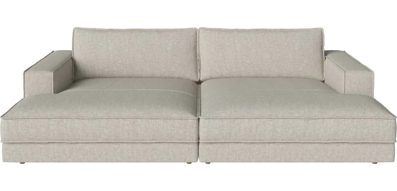 Noora 2 modules met grote chaise longue 290 x 190/127 cm Noora by BOLIA in Nantes – Soepel weefsel, Sand, Geolied eiken, Massief – product photo